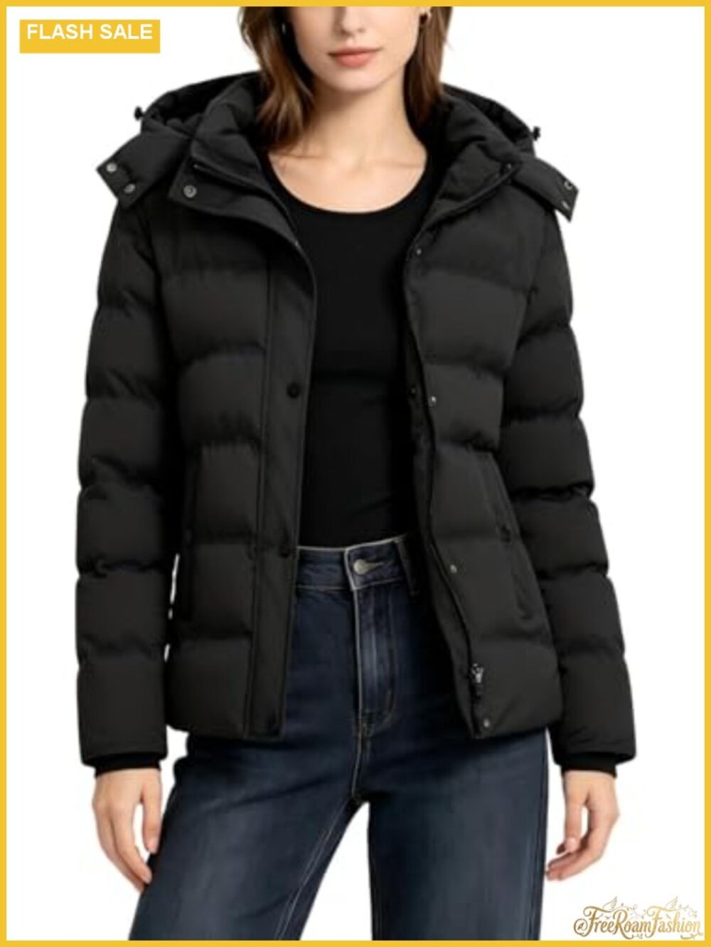 Quilted Hooded Puffer Jacket Slim Fit Winter Coat